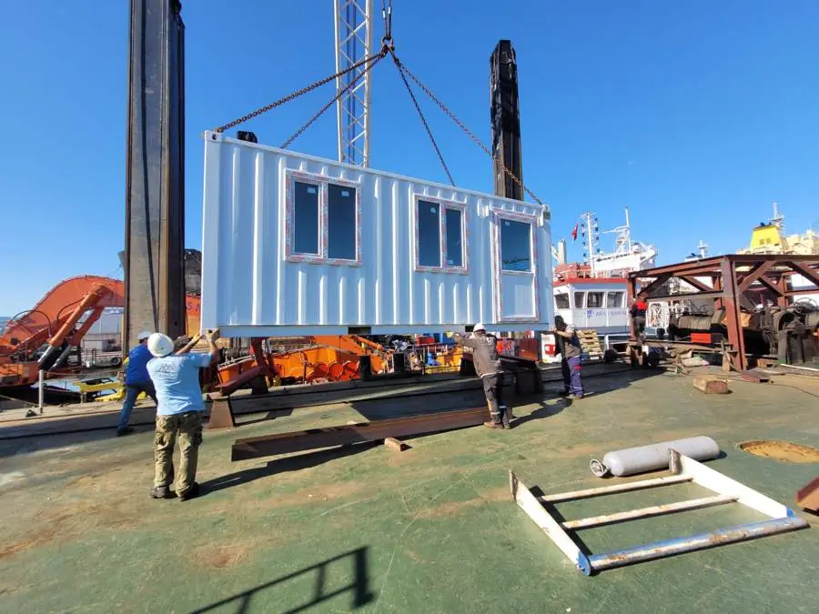 Modules staged at the port